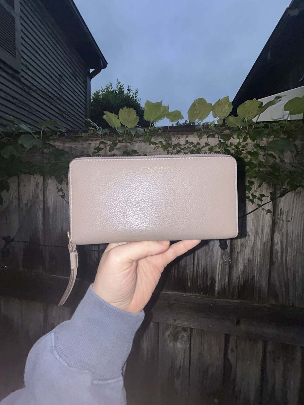 Tory Burch Perry Zip Continental Wallet Taupe Leather